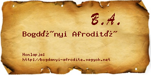 Bogdányi Afrodité névjegykártya